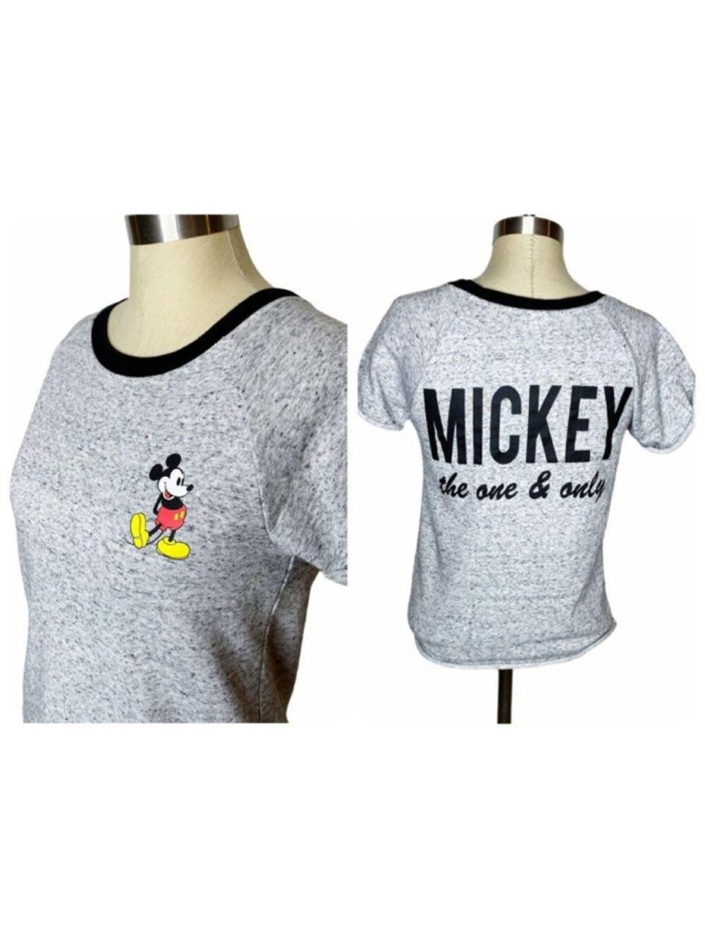 Disney Top Womens Size S Grey Mickey Mouse "The One and Only" Terry Cloth